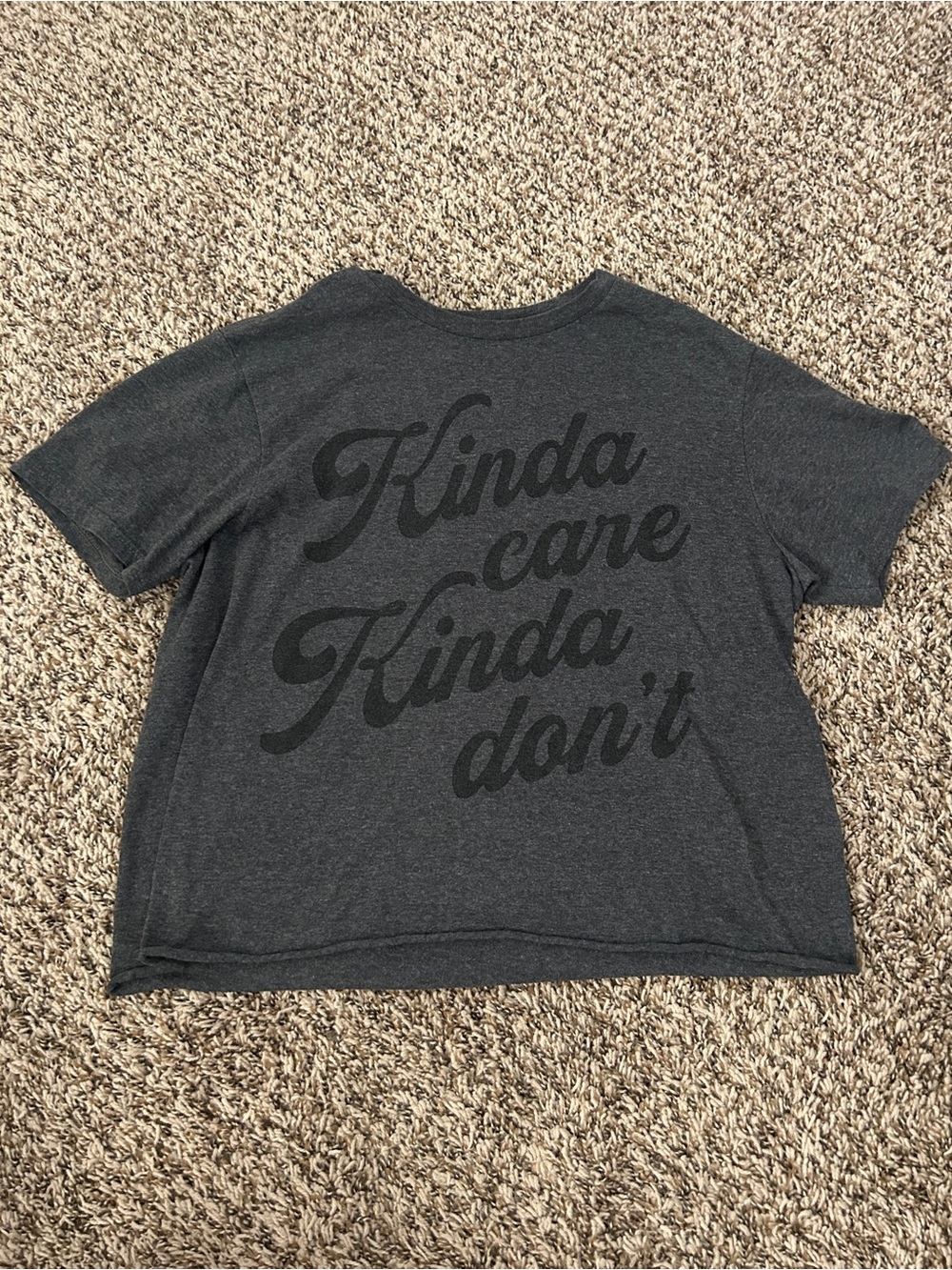 Hot Topic Kinda Care Kinda Don't Womens Graphic Tee - Charcoal